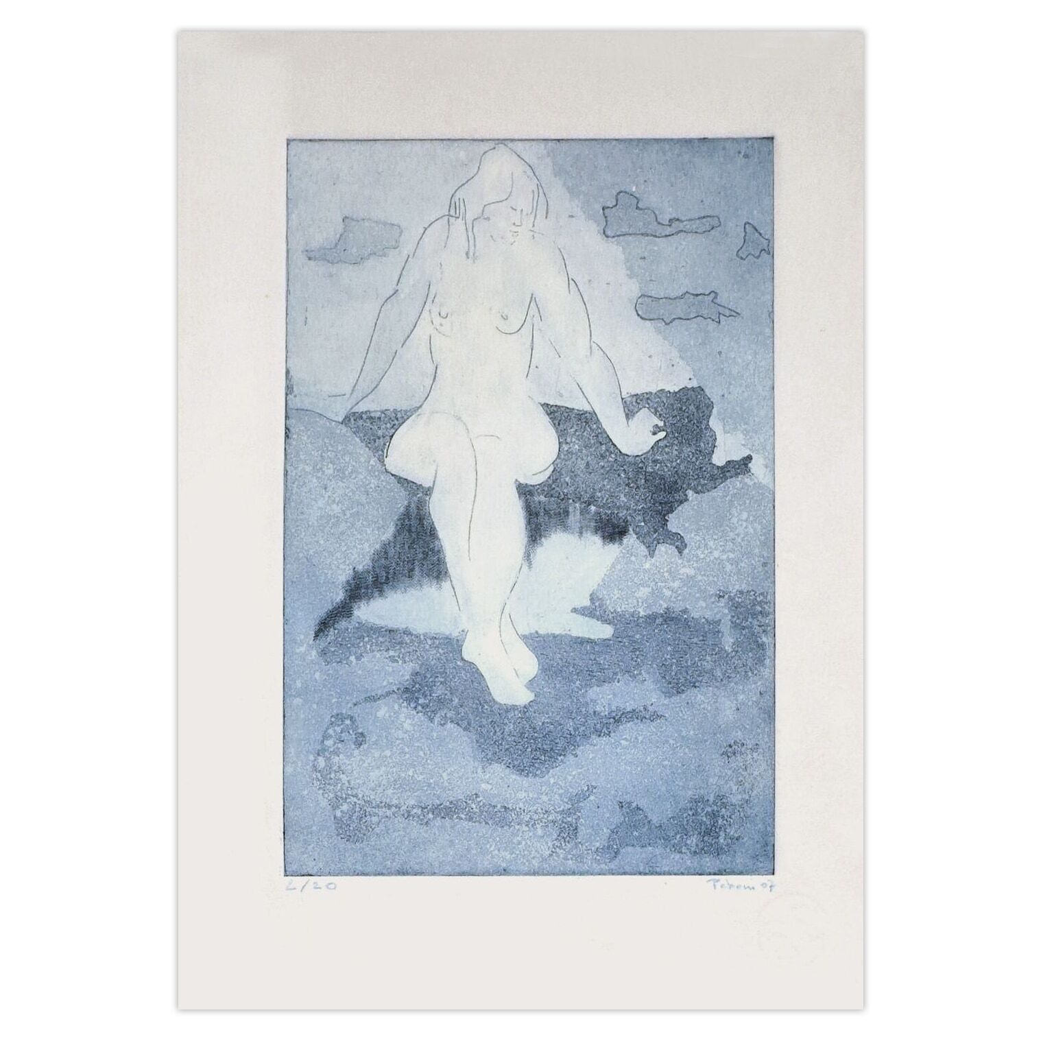 Monique Pehem (Breton Prouté) Gesigneerde Ets Dans Les Nuages 2007