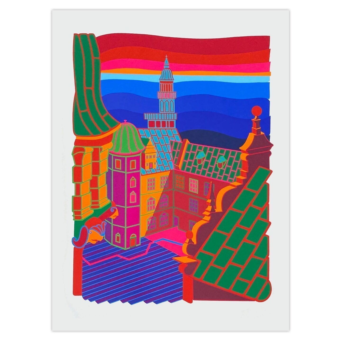 Sandro Adriani Screenprint Kronborgs Slott 1975