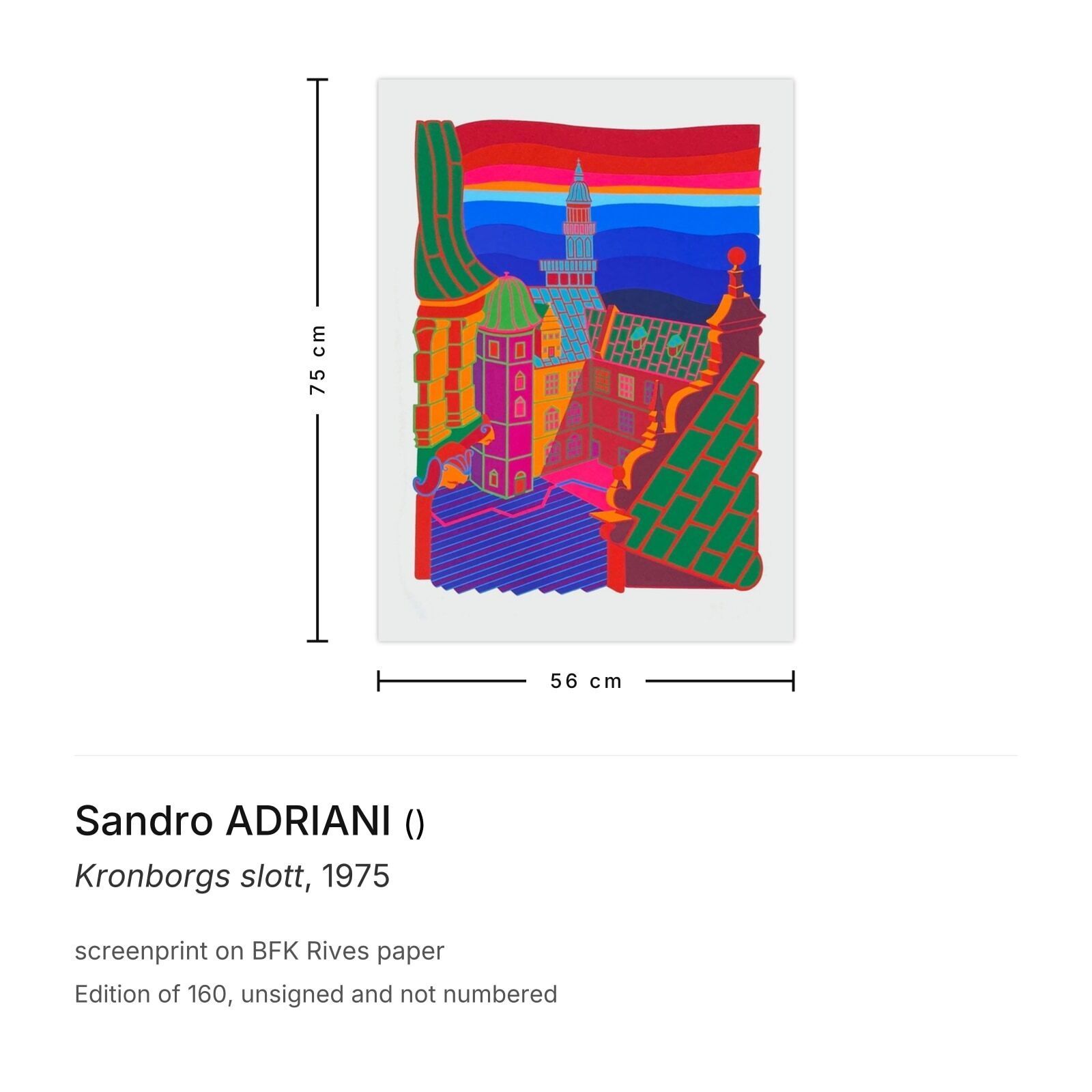 Sandro Adriani Screenprint Kronborgs Slott 1975 photo furniture
