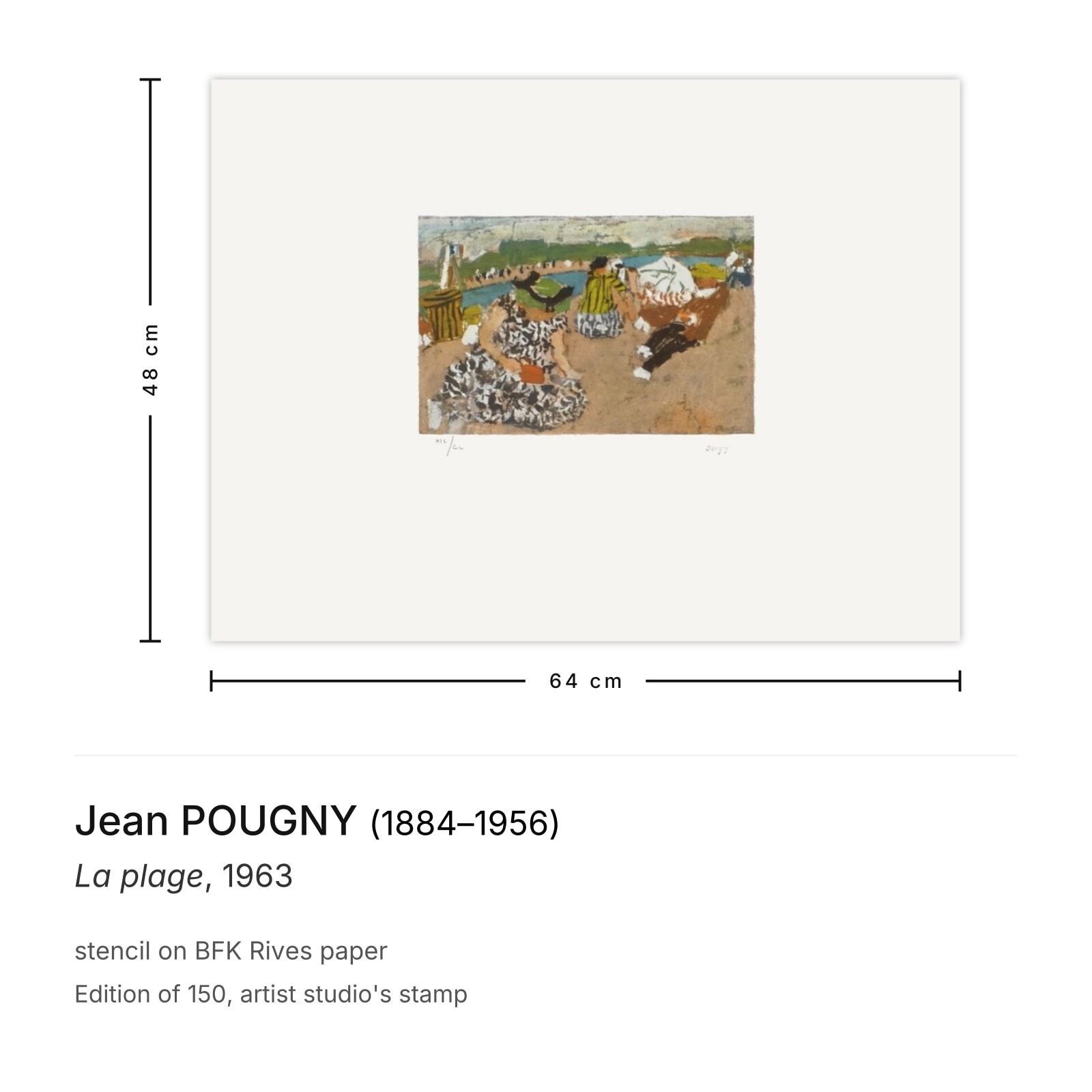 Jean Pougny Stencil La Plage 1963 photo furniture