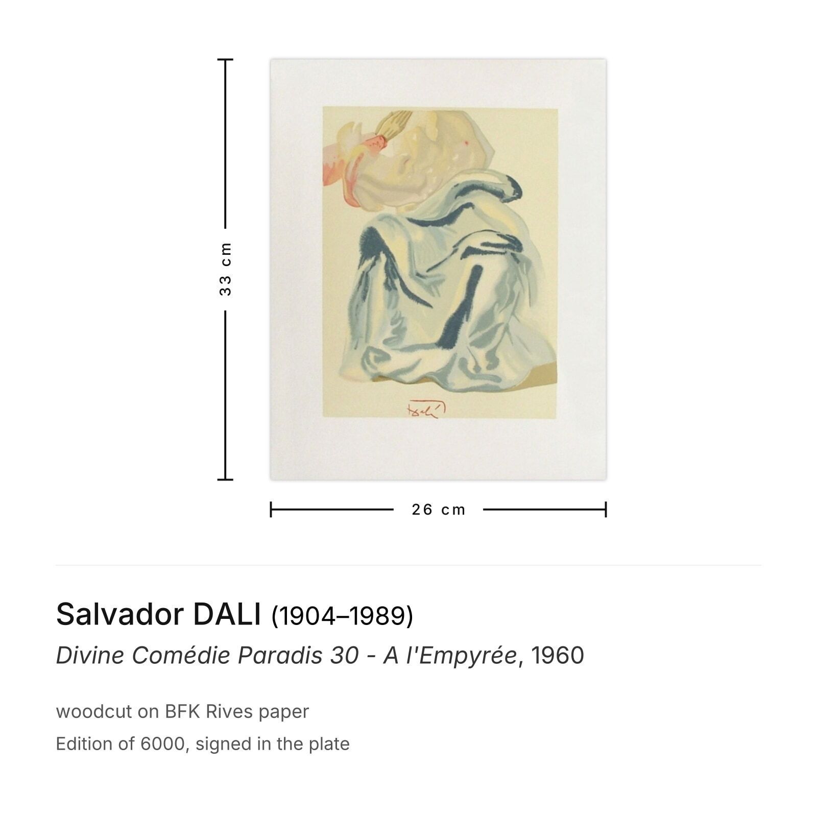 Salvador Dali Woodcut Divine Comédie Paradis 30 A L'empyrée 1960 photo furniture