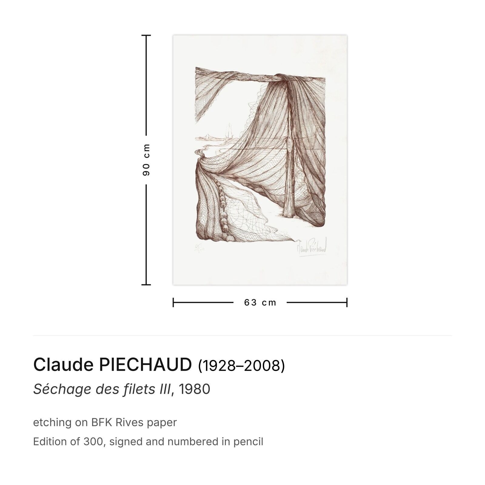 Claude Piechaud Gesigneerde Ets Séchage Des Filets III 1980 photo furniture