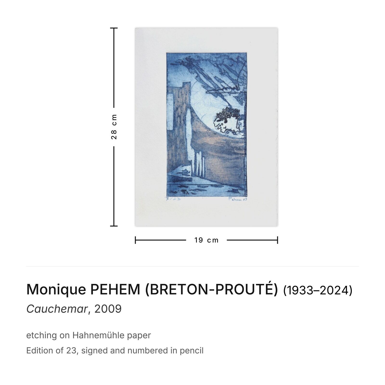 Monique Pehem (Breton Prouté) Gesigneerde Ets Cauchemar 2009 photo furniture