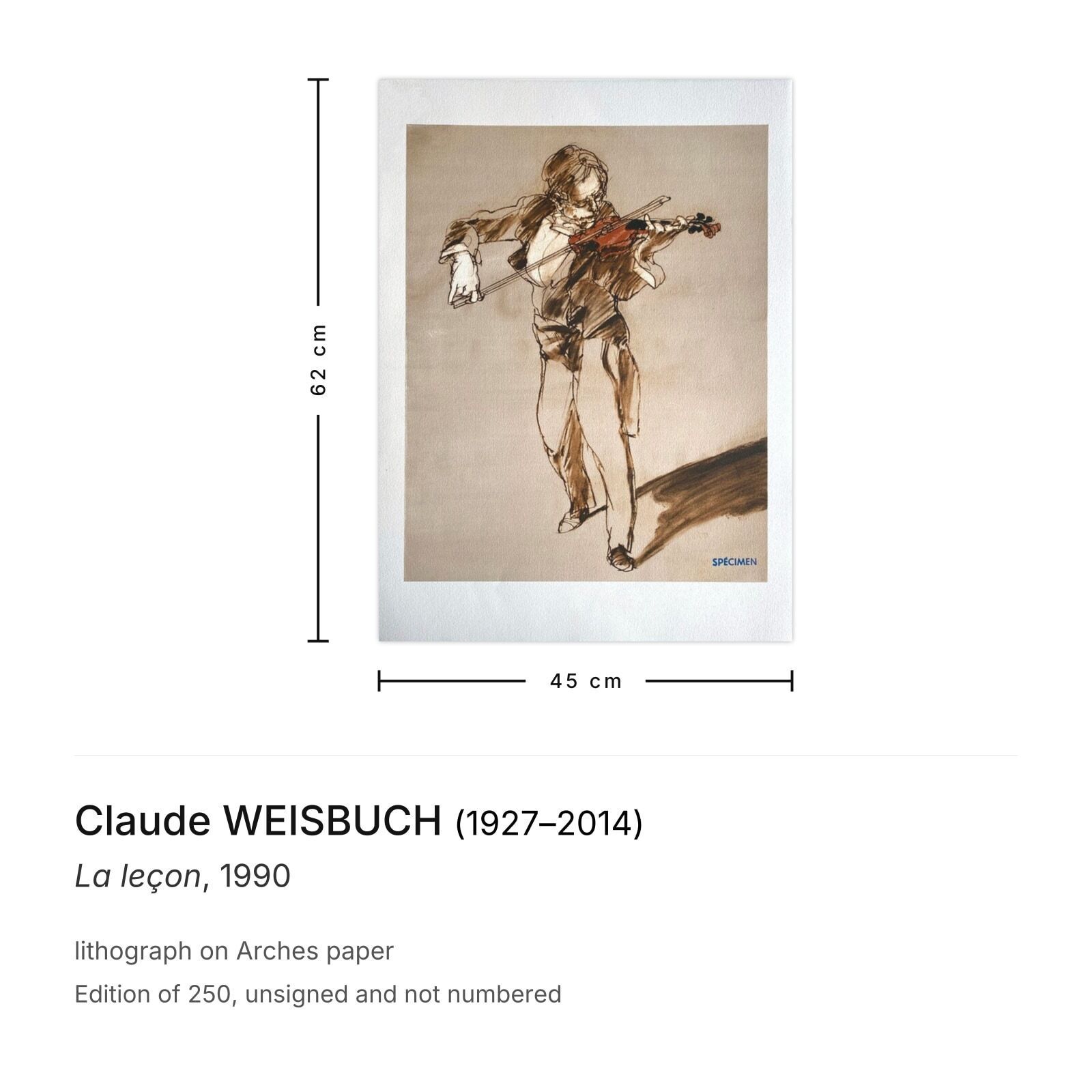 Claude Weisbuch Lithografie La Leçon 1990 photo furniture