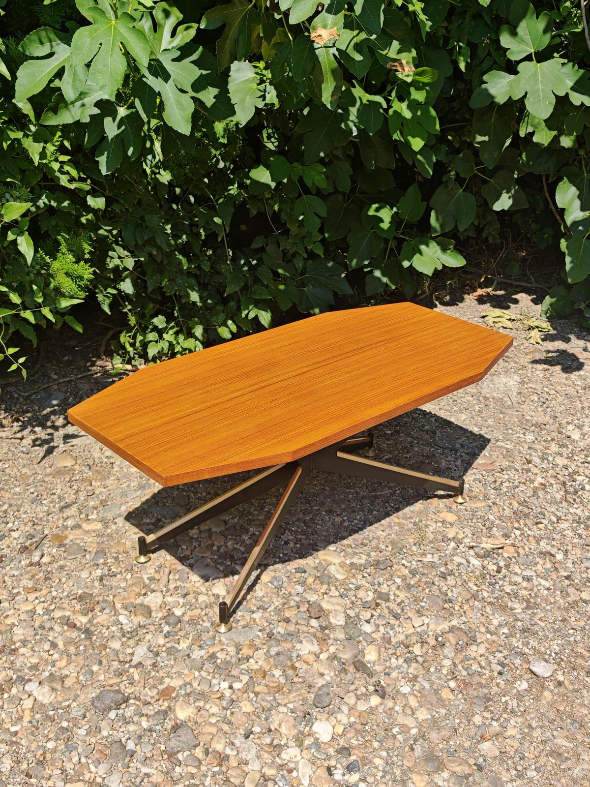 Mid Century Coffee Table In Mahogany, Iron And Brass Attr. To Carlo Ratti, Italy photo furniture