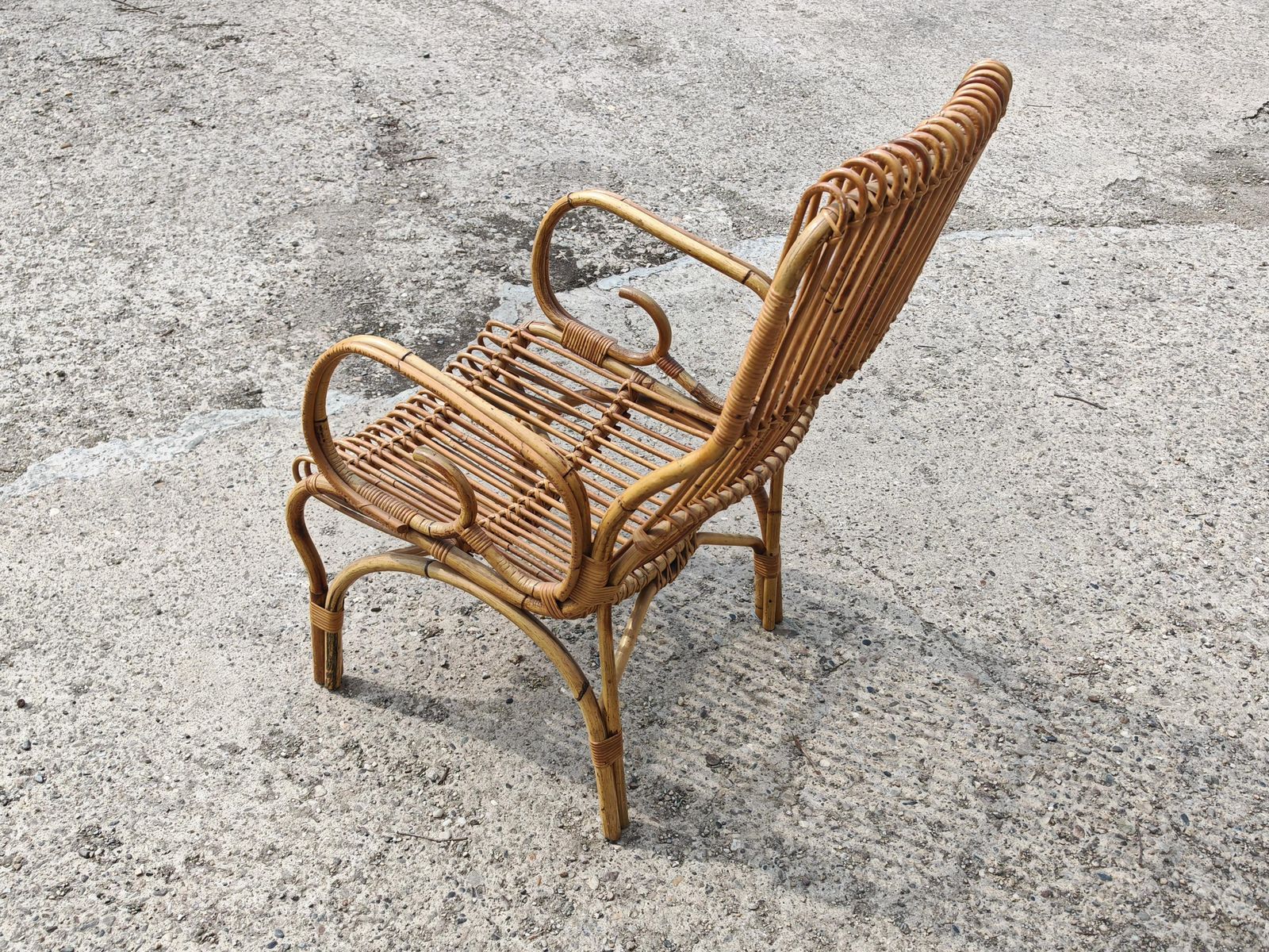 photo for sale Pair Of Mid Century Modern Armchairs In Bamboo, Italy 1960s