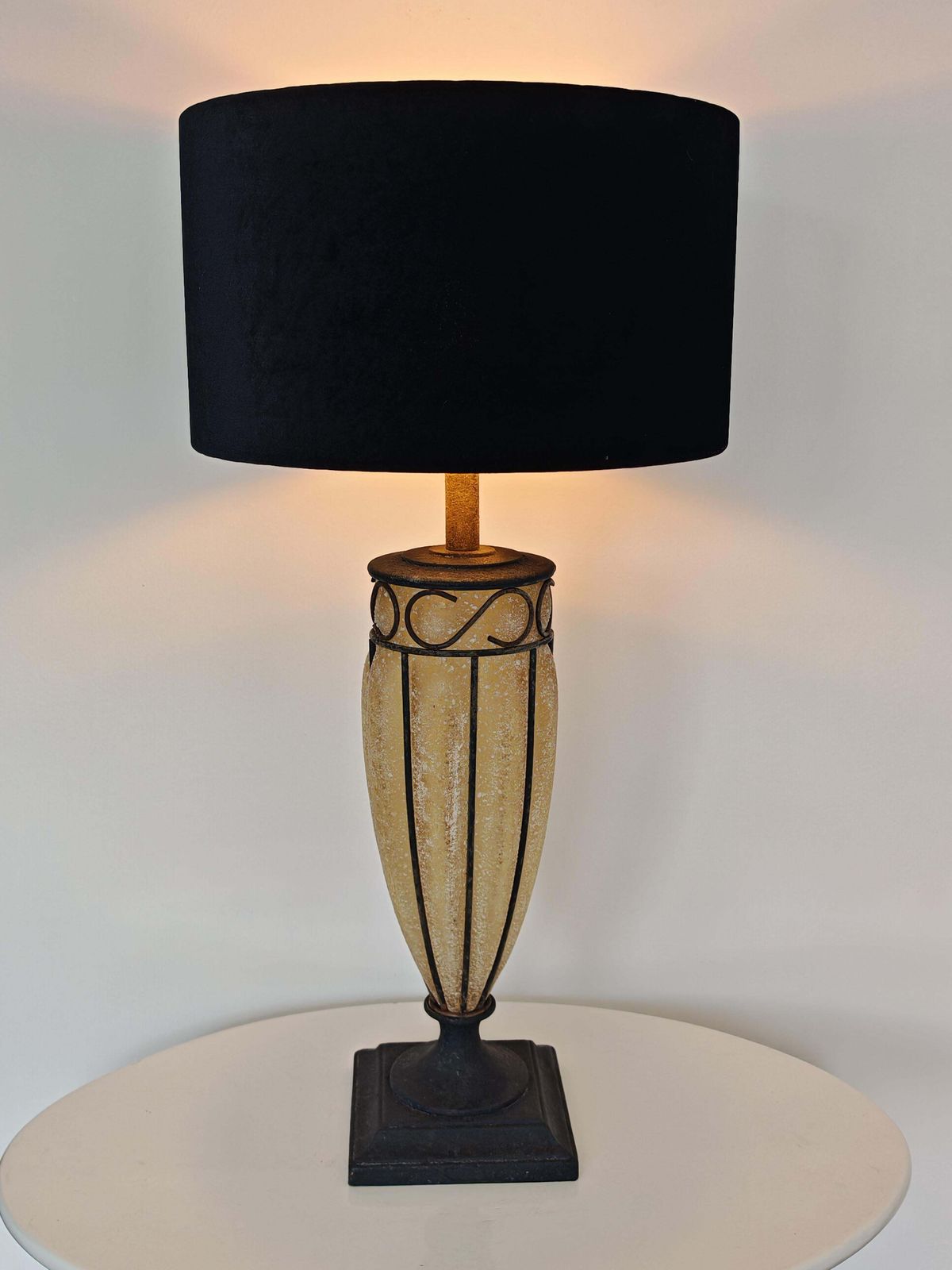 Grote Getextureerde Glazen Tafellamp van Le Dauphine, Frankrijk, jaren 1970 photo Verlichting
