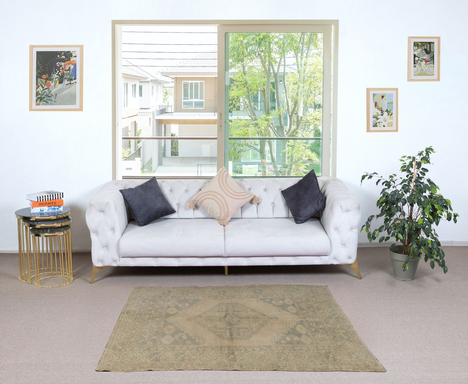 117x173 Cm Vintage Medallion Design Handmade Turkish Wool Rug Tek0071 photo furniture
