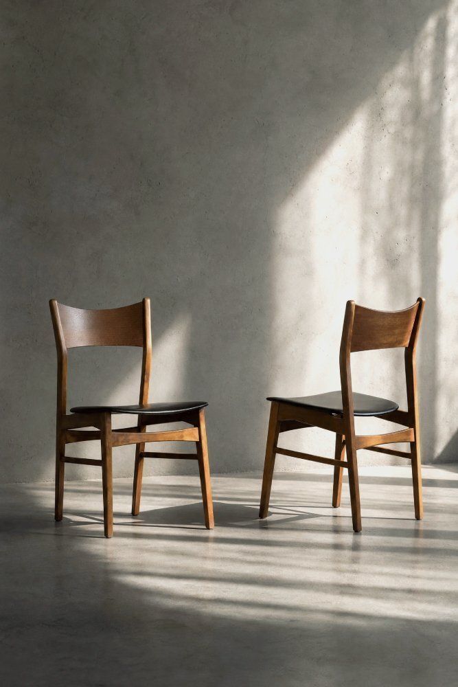 photo vinterior Mid-Century Scandinavisch Modern eetkamerstoelen in beuk en teak, jaren 1960, set van 4