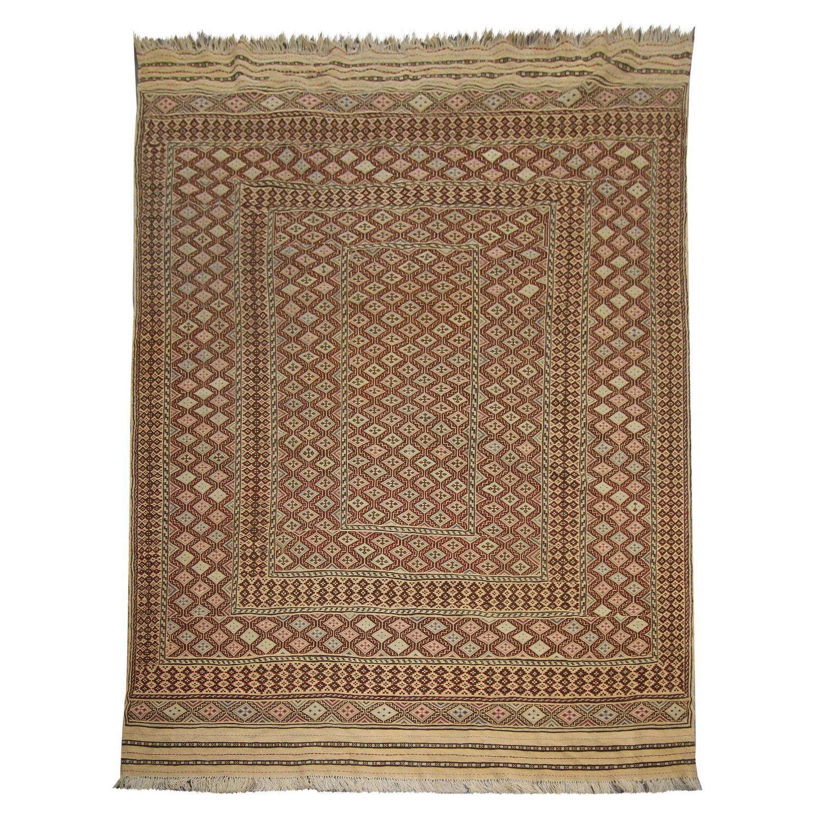 Old Brown Sumak Rug Handmade Flat Woven Oriental Antique Area Rug