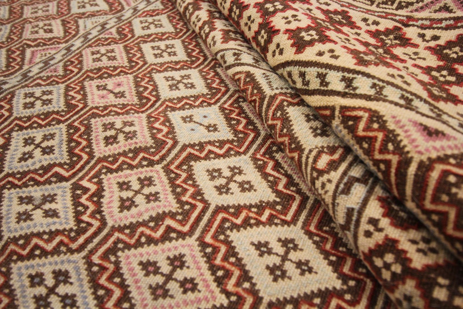 2300.0 Oud bruin Sumak-vloerkleed, handgemaakt, plat geweven, oosters antiek vloerkleed photo