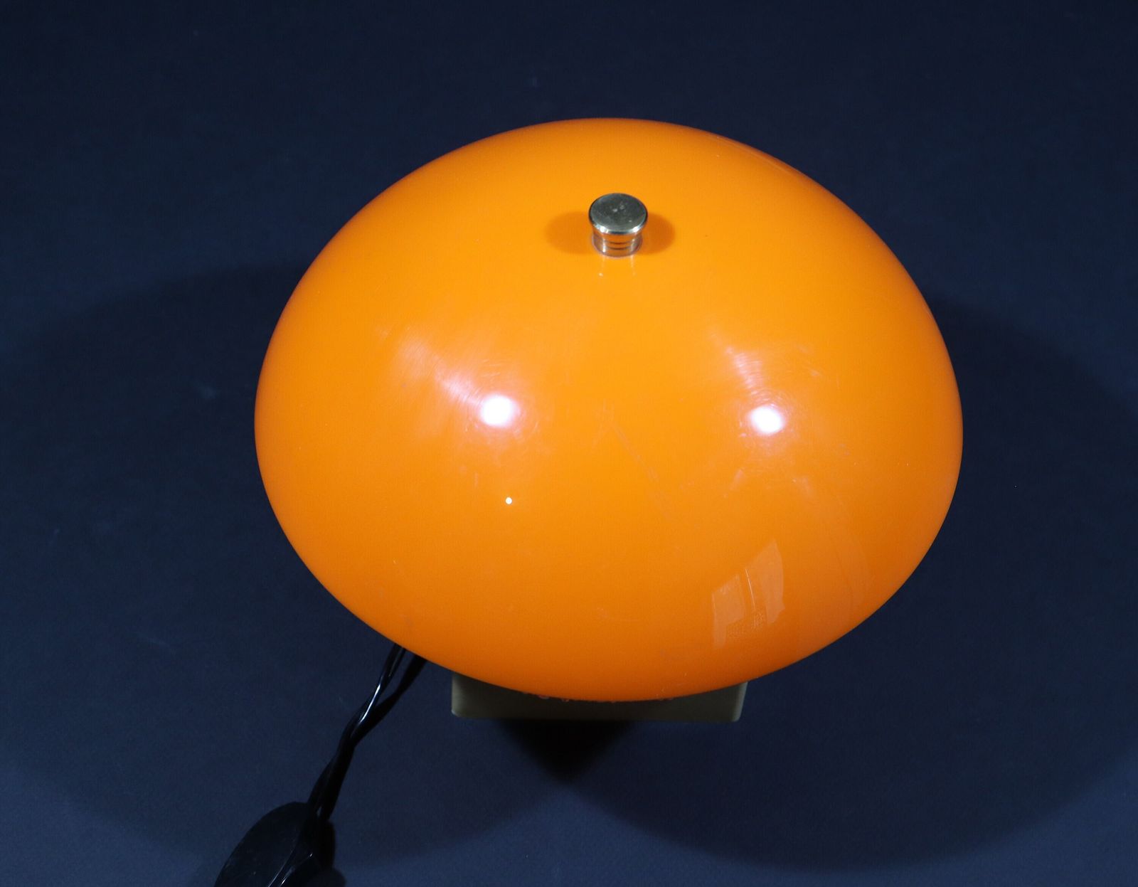 French Vintage Small Mushroom Table Lamp In Orange And Clear Acrylic photo Lighting