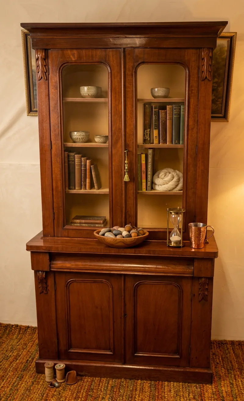Antique Victorian School Library Styled Bookcase With Bottom Sorage And Draw photo Furniture