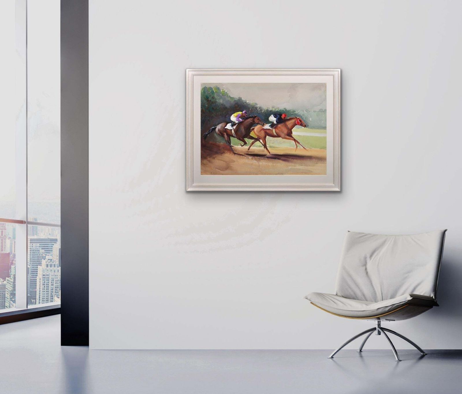 photo buy John Rattenbury Skeaping 1901 To 1990. English. A Tight Finish, 1970. Framed Mid 20th Century Horse Racing Painting By An Acclaimed Equine Artist.