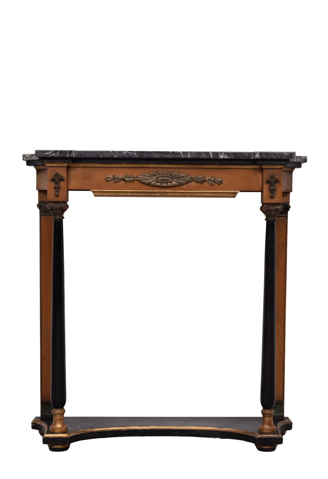 Elegant Italian Console , Black Marble Top, 1950s Empire Revival photo for sale