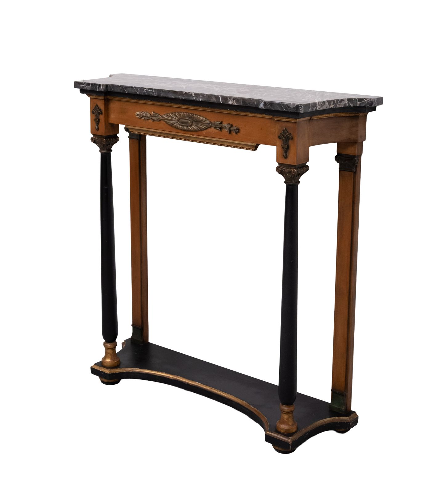Elegant Italian Console , Black Marble Top, 1950s Empire Revival