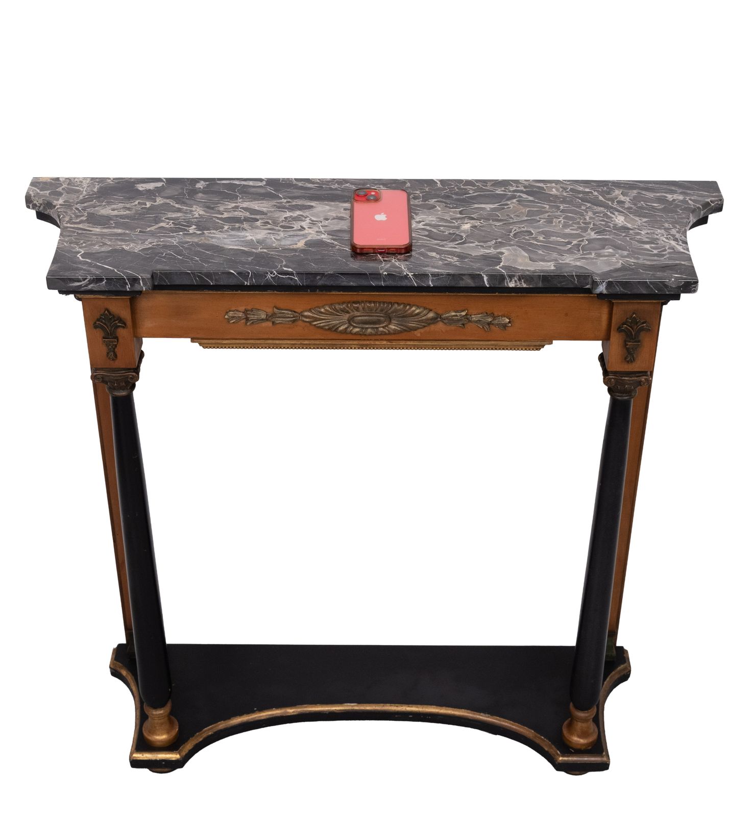 photo vinterior Elegant Italian Console , Black Marble Top, 1950s Empire Revival