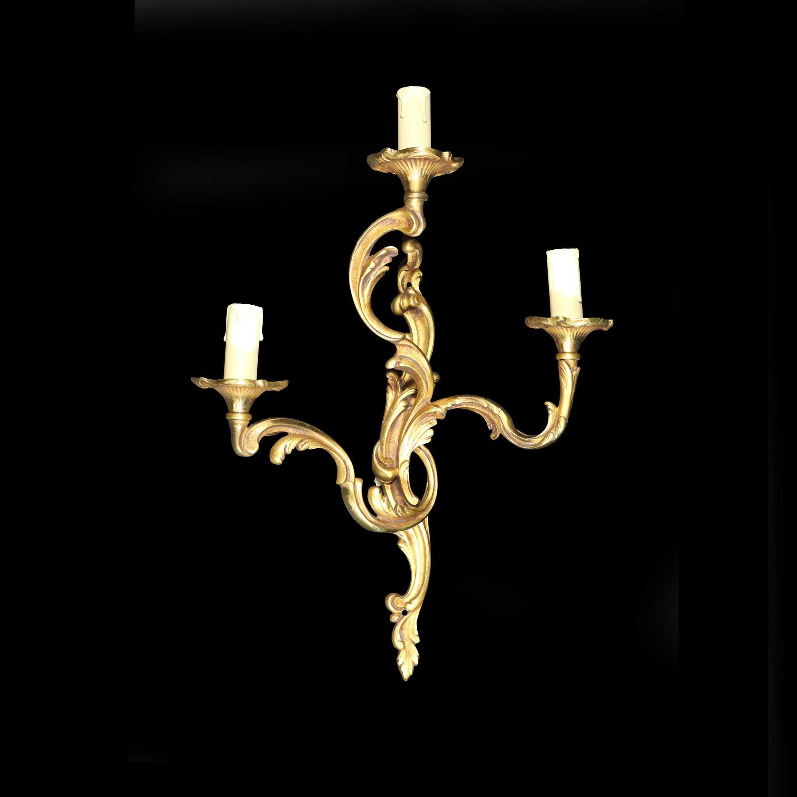 French Rococo Gilt Bronze Wall Sconce Vintage Louis XV Style With 3 Lights photo 261.0