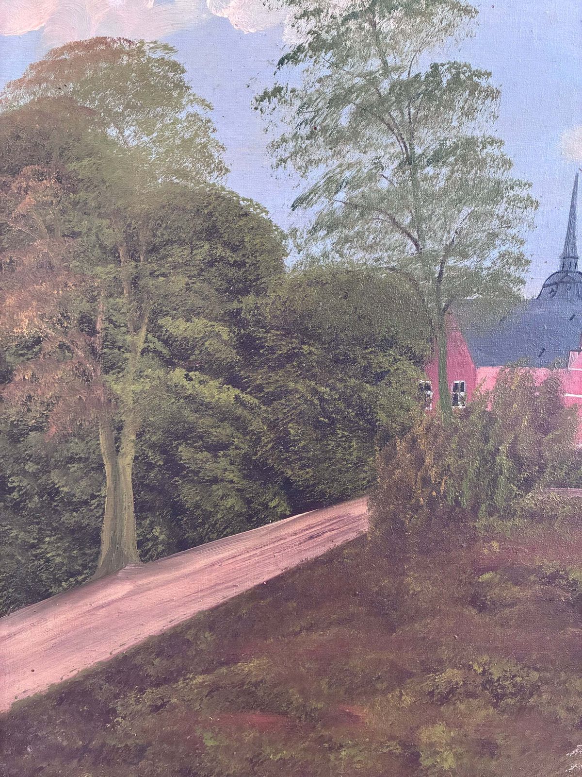 Vintage Original Landscape Oil Painting, Signed Countryside Art, C. 1930 photo furniture