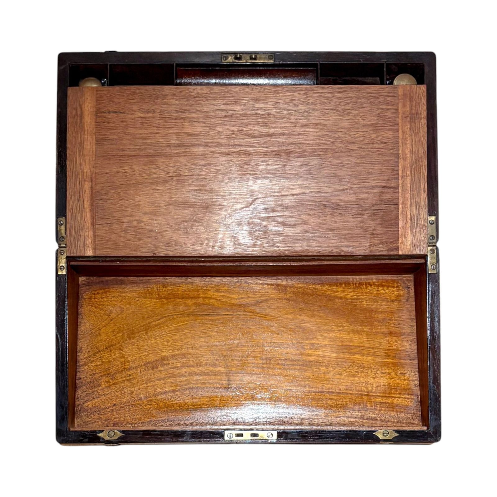 Grote Victoriaanse Mahonie Schrijfschuin, Messing Beslag, Werkende Sleutel, Geheime Lades photo Woonaccessoires