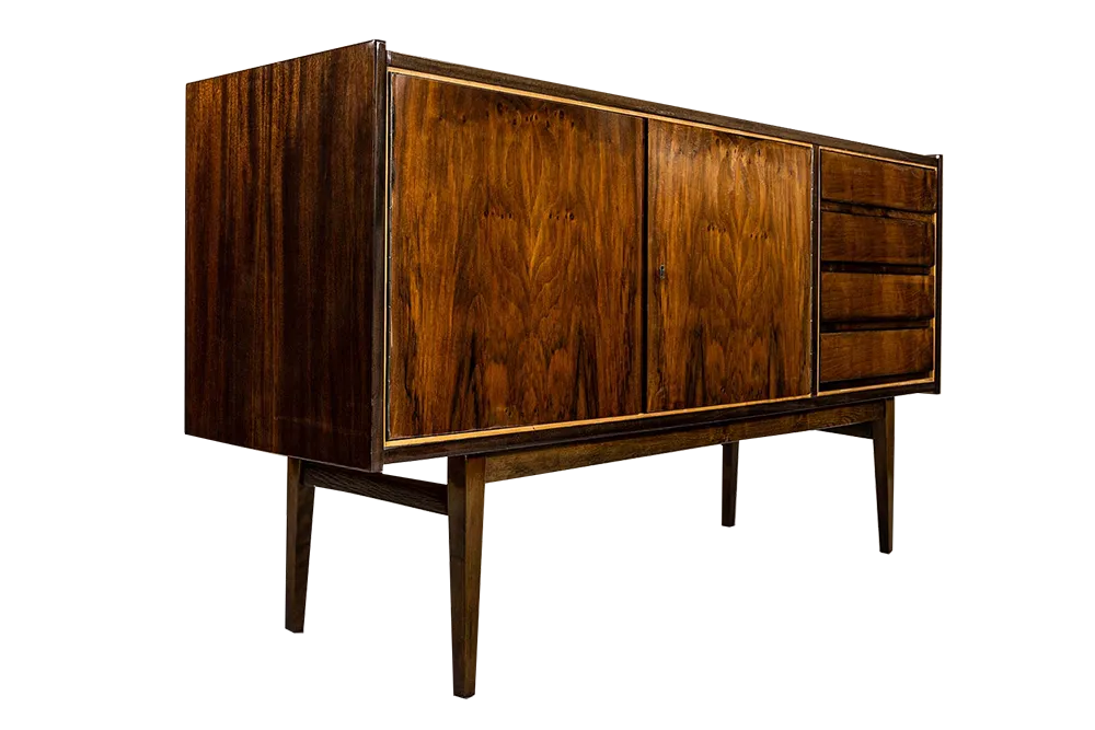 Mid-Century Hoogglans Walnoot Dressoir van S. Albracht, Polen, 1972