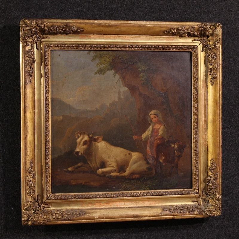 photo buy Tableau d'époque XIXe siècle, paysage bucolique