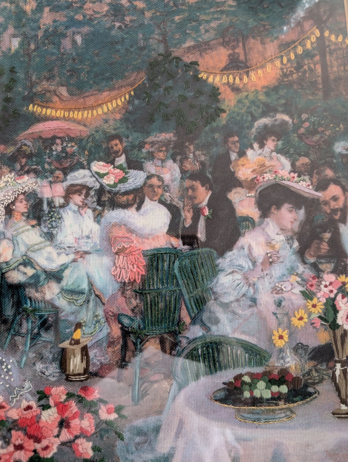 Framed Embroidered Fabric Print Pierre Georges Jeanniot Le Diner A L'hotel Ritz photo 50.0