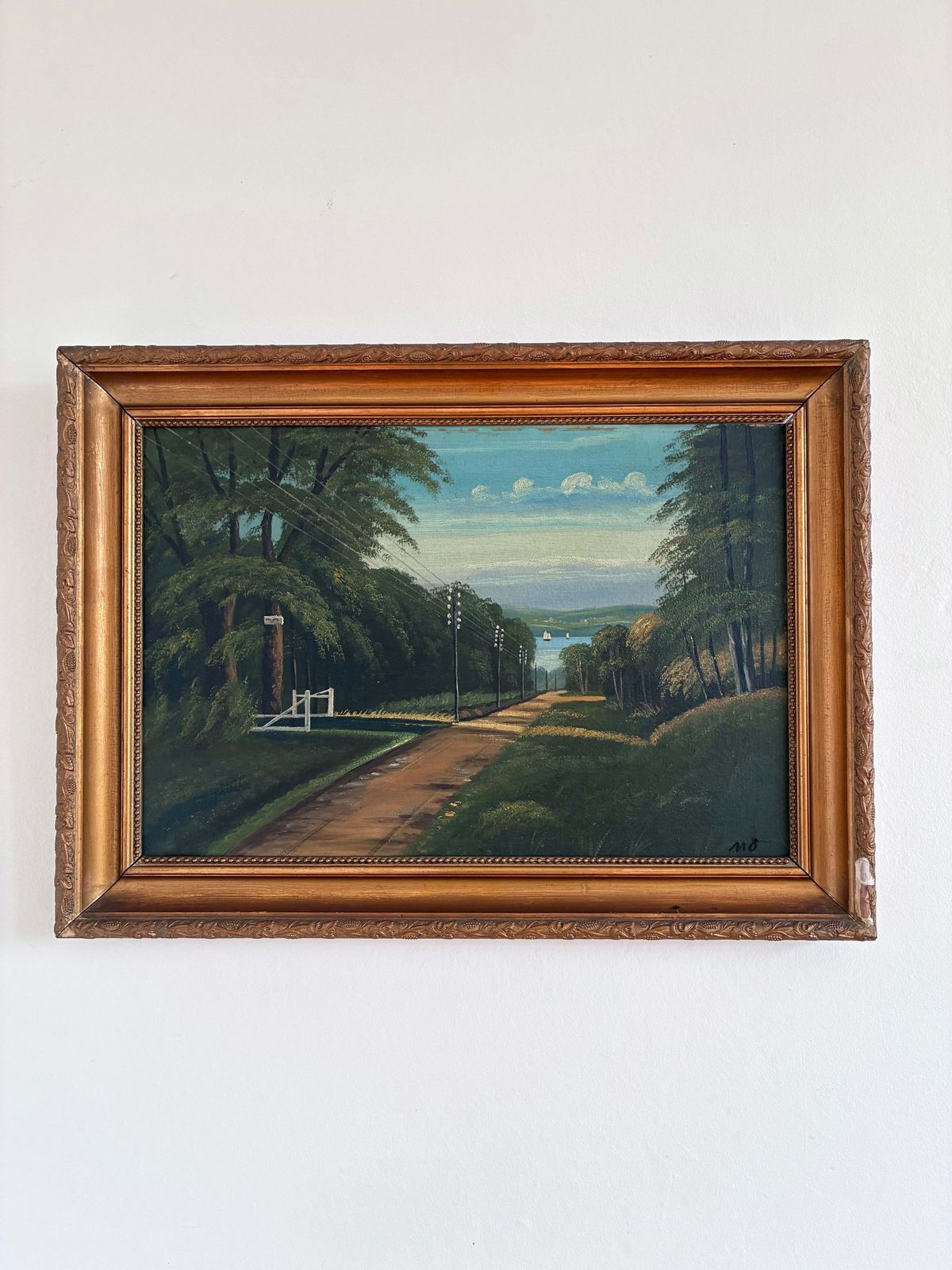 Vintage Original Coastal Landscape Oil Painting, Signed Seaside Art