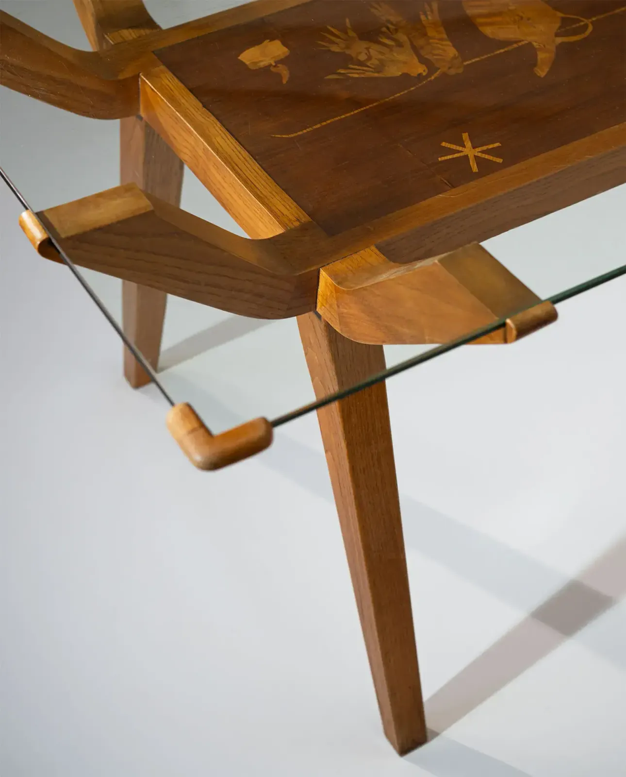 Italian Dining Table With Wood Inlay, 1950 photo vintage