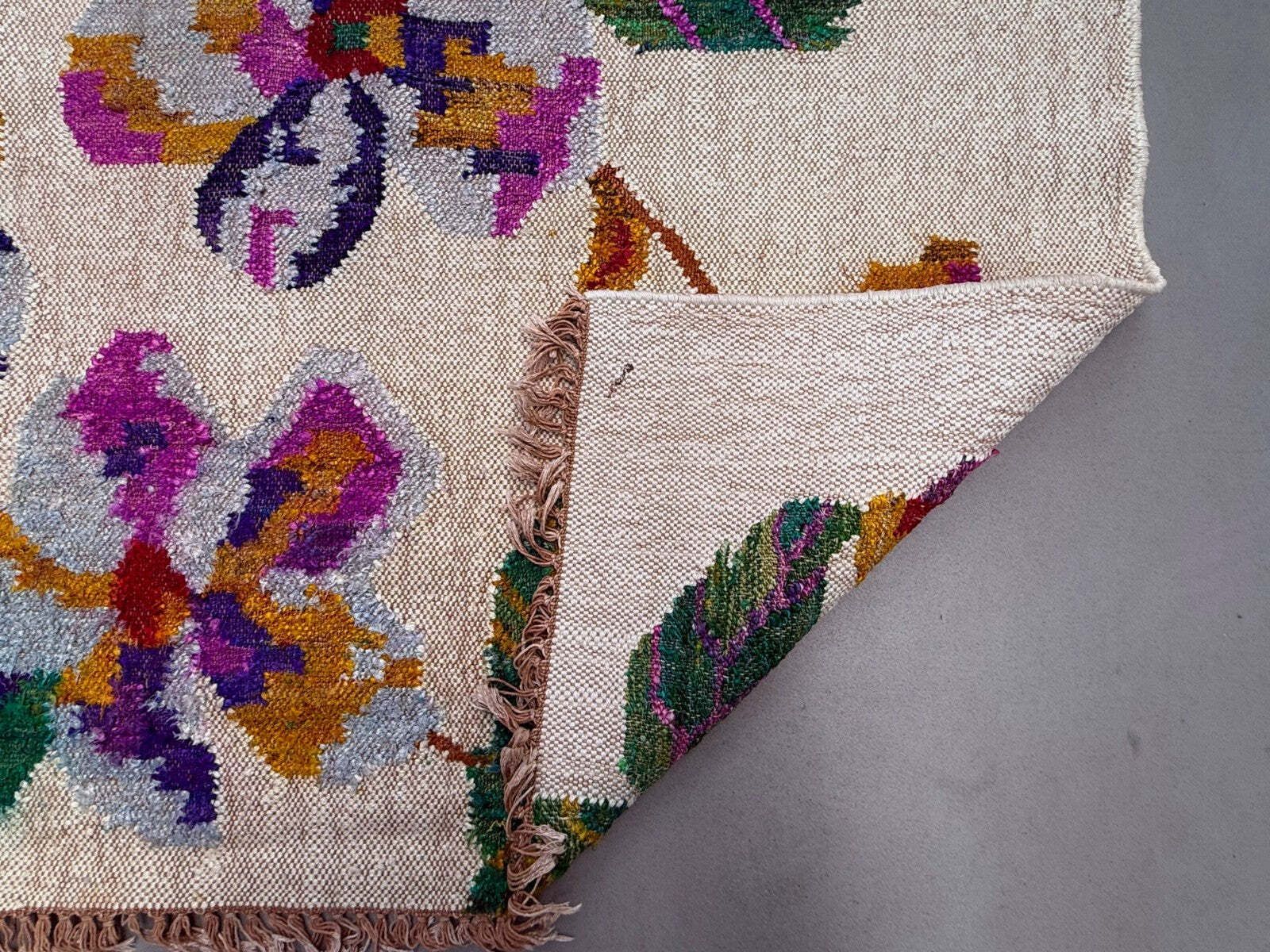 Vintage Rose Kilim Vloerkleed 170x240cm Shabby Wol en Zijde, Boho Medium 2544 photo vinterior