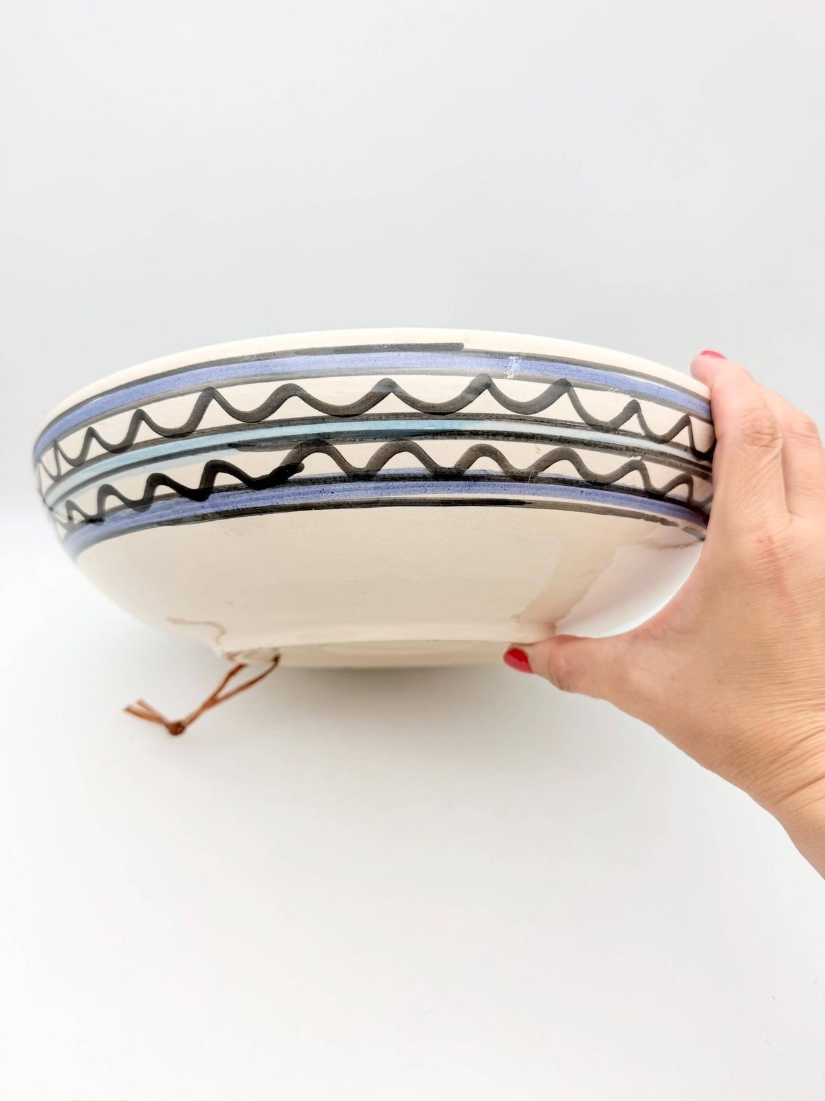 Vintage Large Hand Painted Ceramic Bowl, Tree Of Life Wall Mounted Bowl, Hand Painted Animal Folk Art Bowl photo buy
