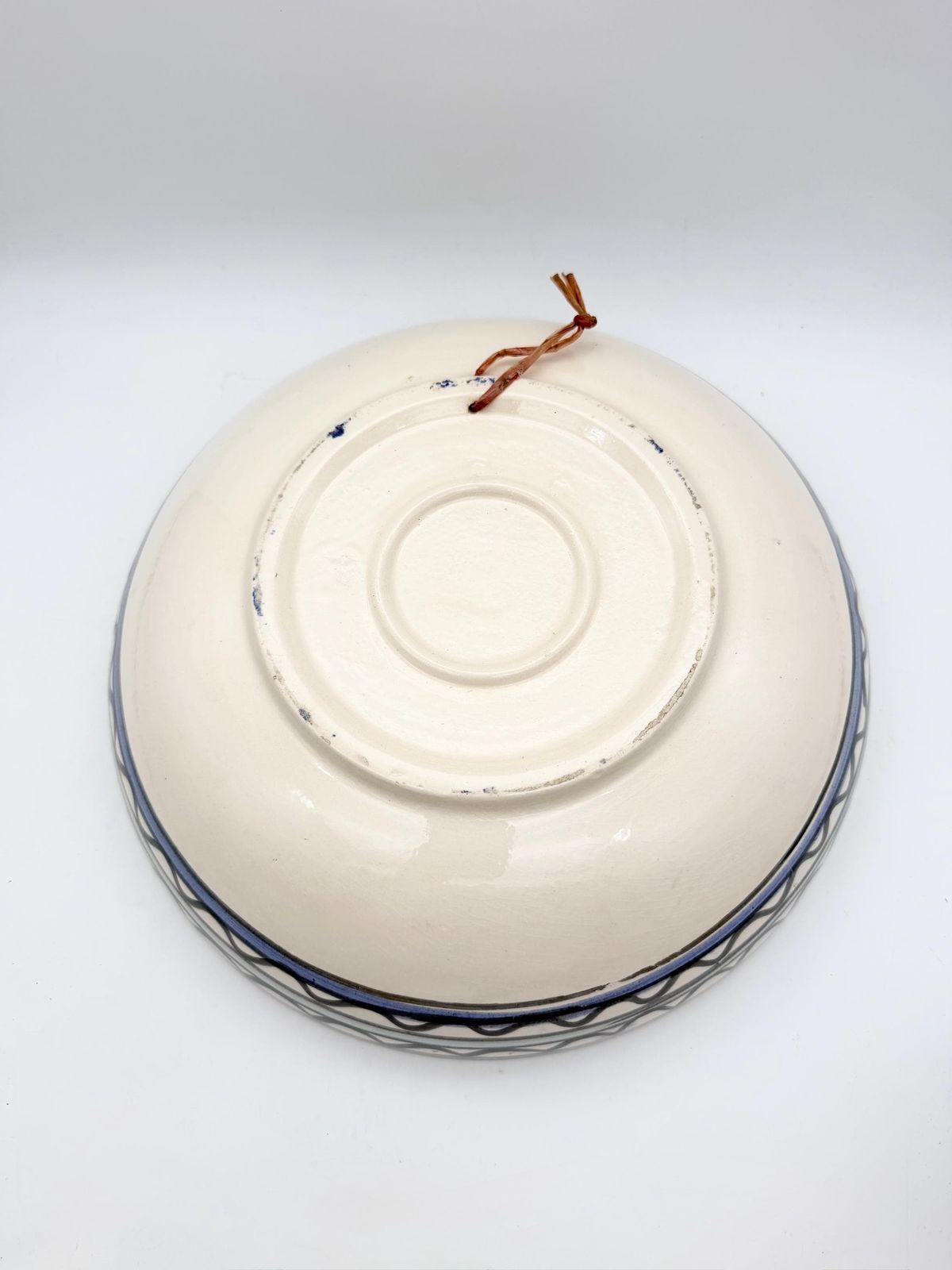 Vintage Large Hand Painted Ceramic Bowl, Tree Of Life Wall Mounted Bowl, Hand Painted Animal Folk Art Bowl photo vintage
