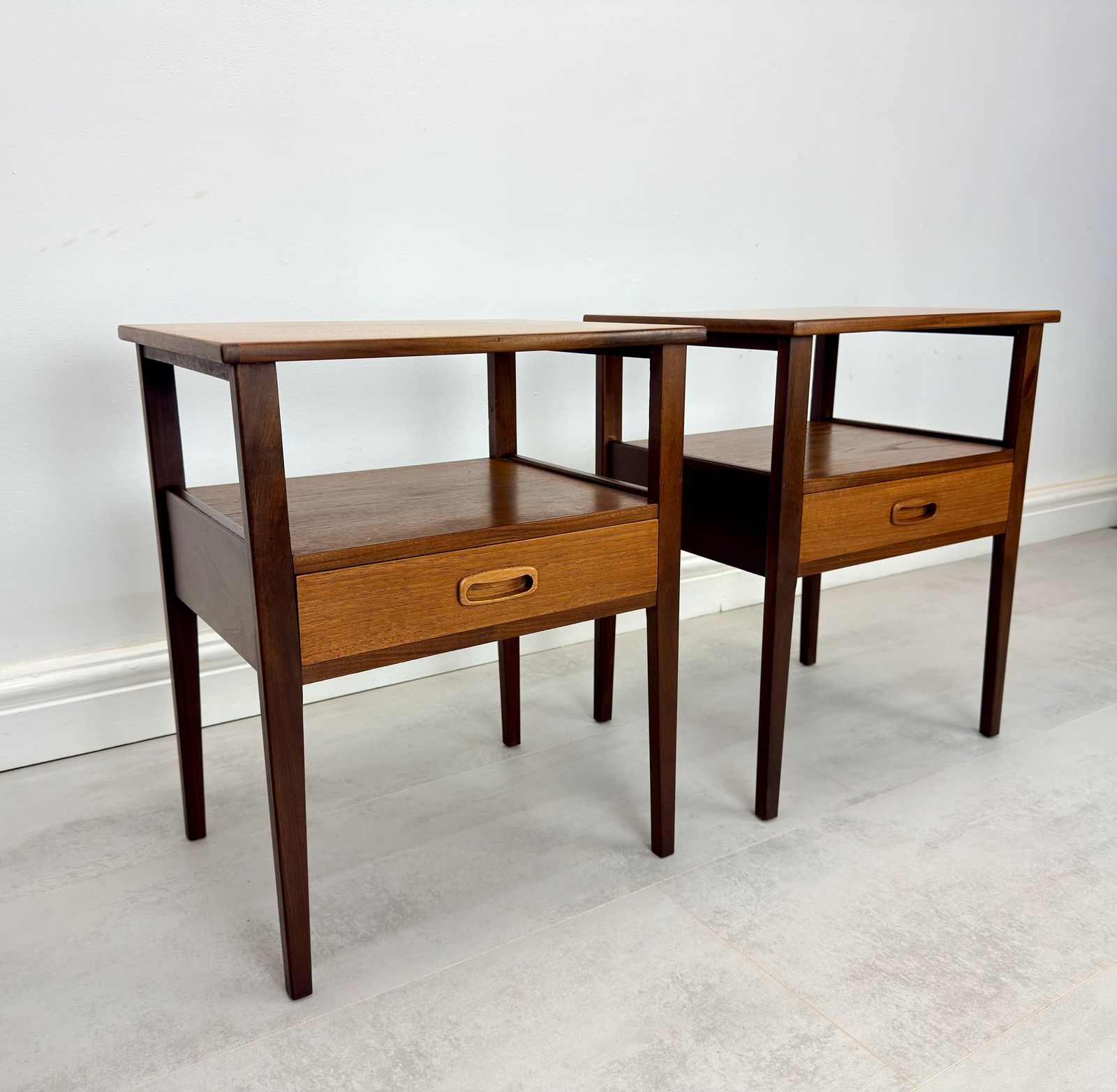 Pair Of Teak Bedside Tables Danish Style photo for sale