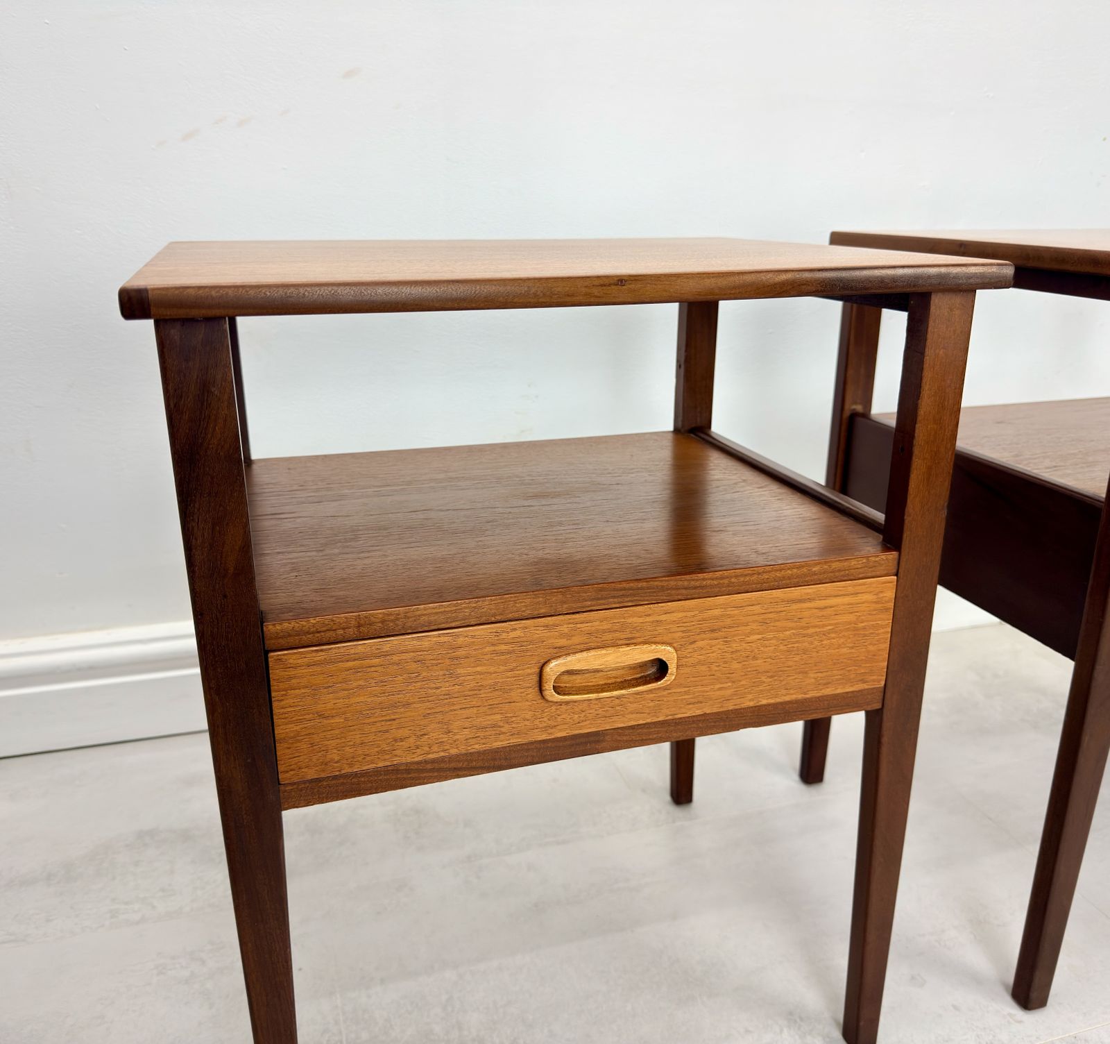 Pair Of Teak Bedside Tables Danish Style photo Furniture