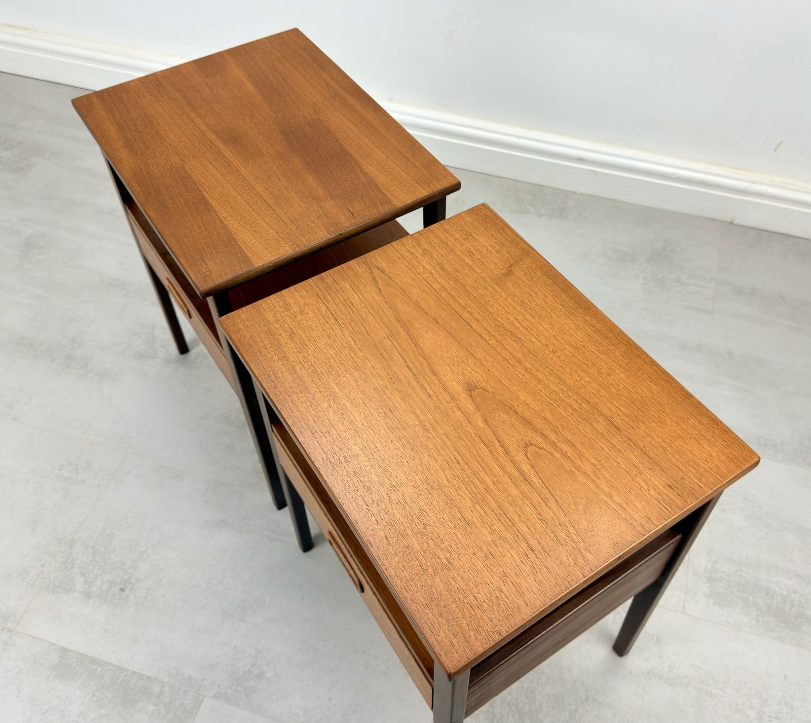 Pair Of Teak Bedside Tables Danish Style photo vintage
