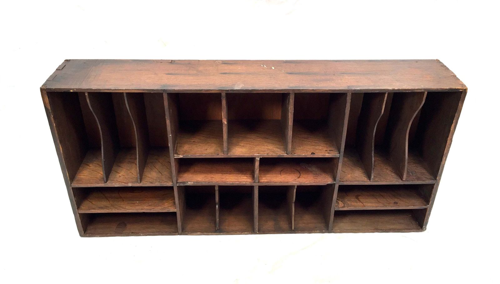 Antique Wooden Rustic Pigeon Hole Filing Cabinet / Mail Letter Organiser / Hotel photo Meubels