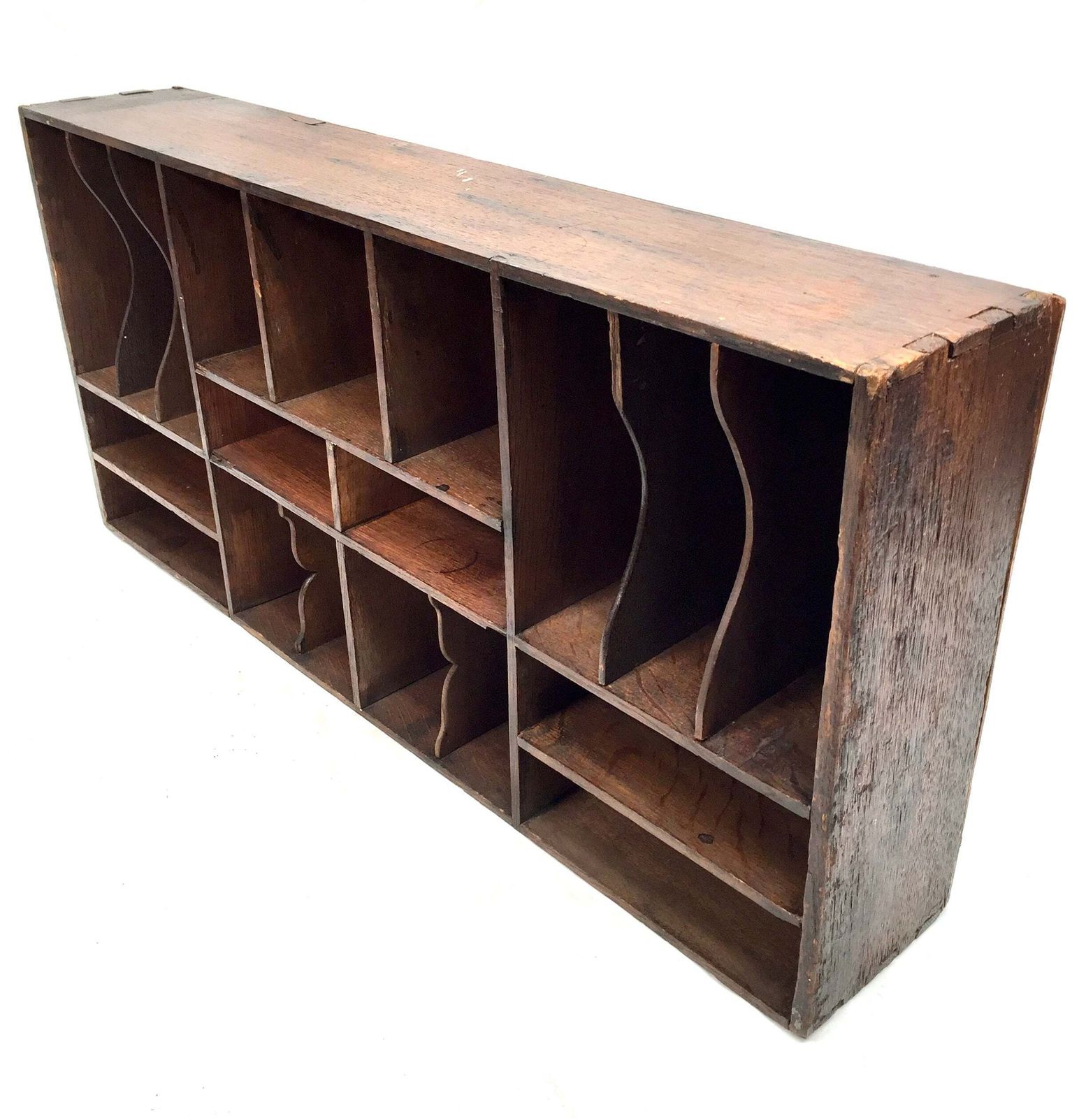 photo furniture Antique Wooden Rustic Pigeon Hole Filing Cabinet / Mail Letter Organiser / Hotel