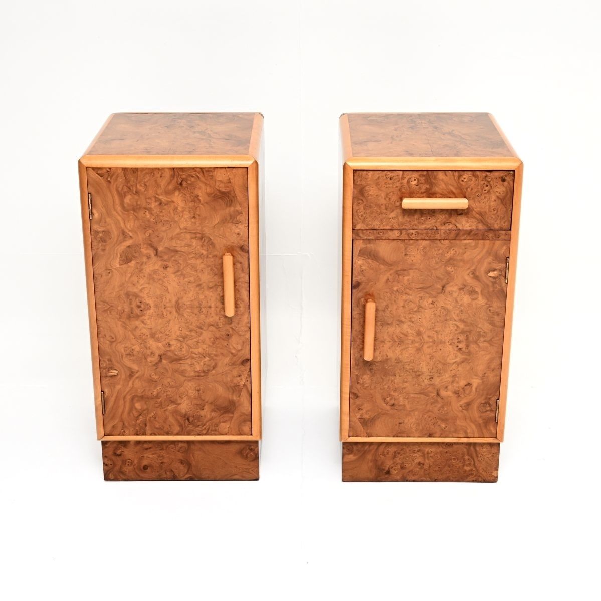 Pair Of Art Deco Burr Walnut Bedside Cabinets photo furniture