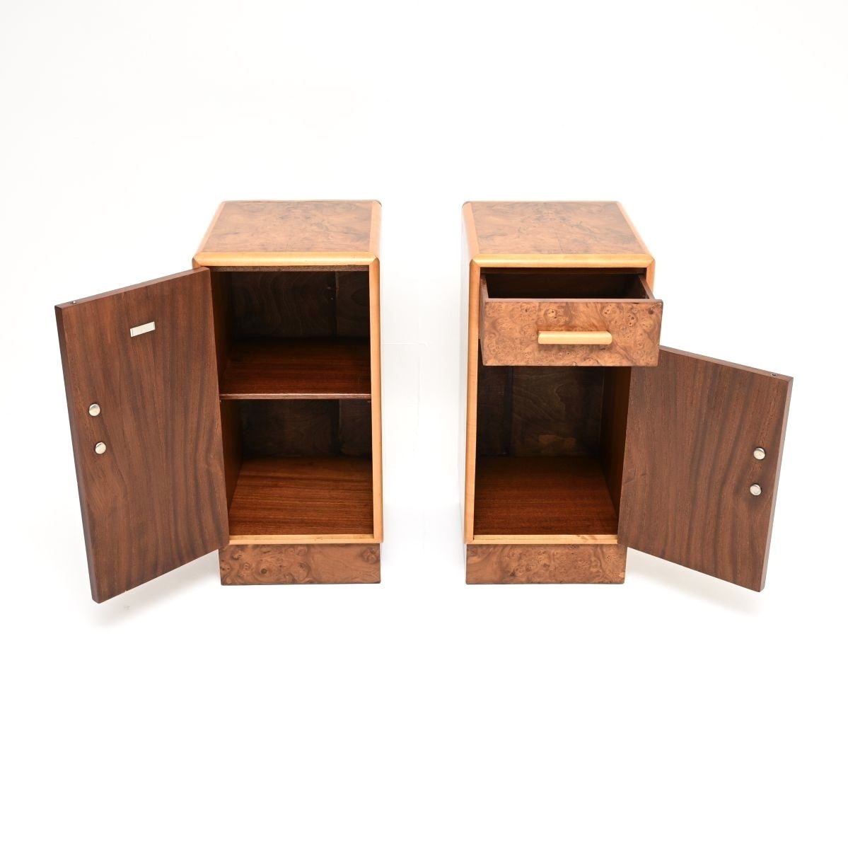 Pair Of Art Deco Burr Walnut Bedside Cabinets photo Furniture