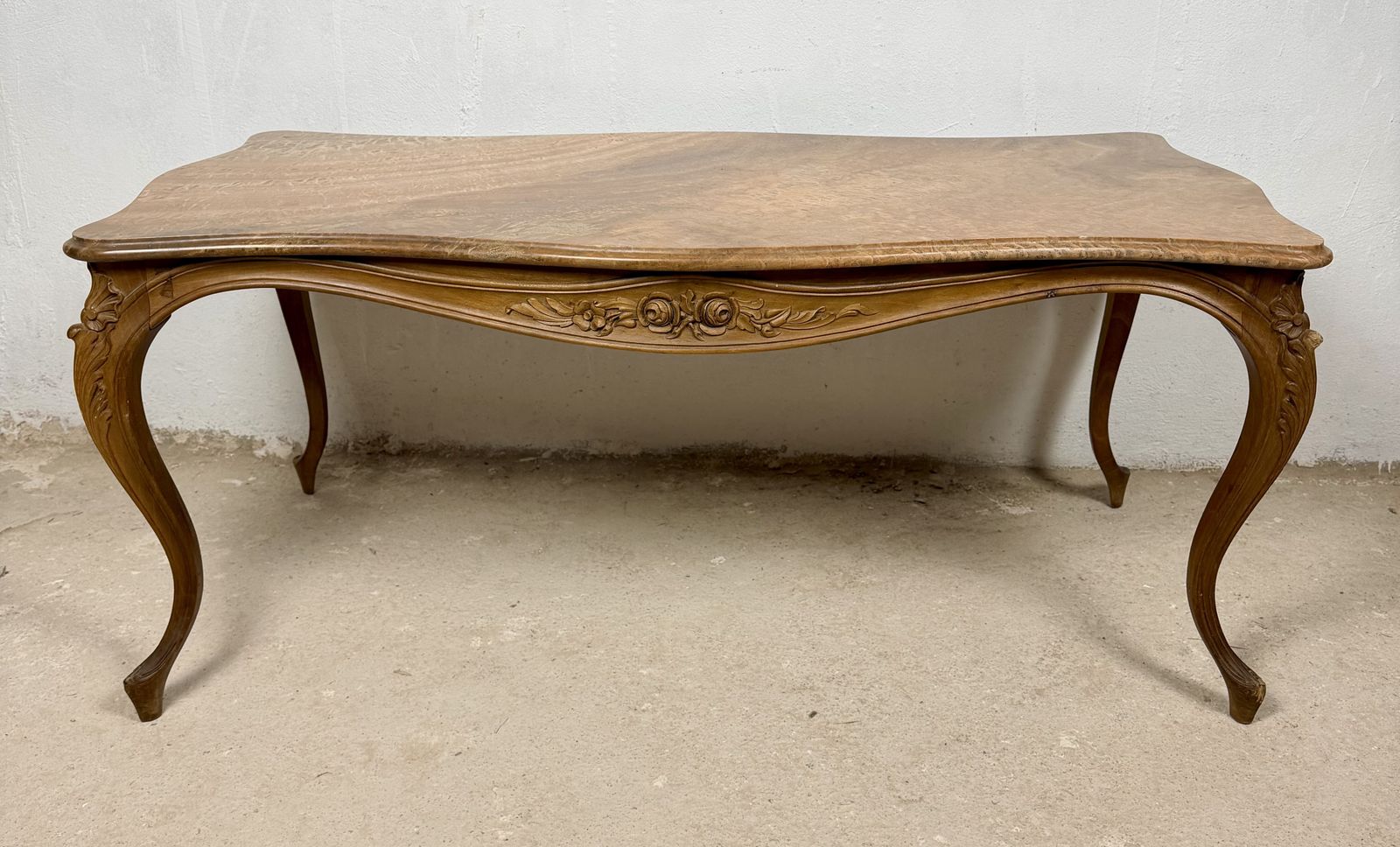 French Louis XV Style Coffee Table With Marble Top, Mid 20th Century photo furniture