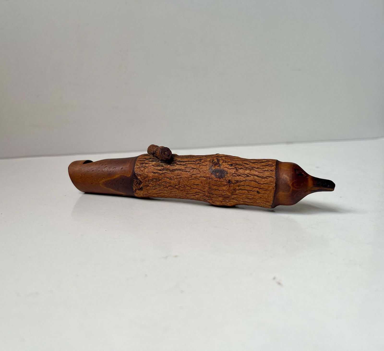 Antique & Rustic Swiss Bird Whistle In Hand Carved Cedar Wood photo furniture