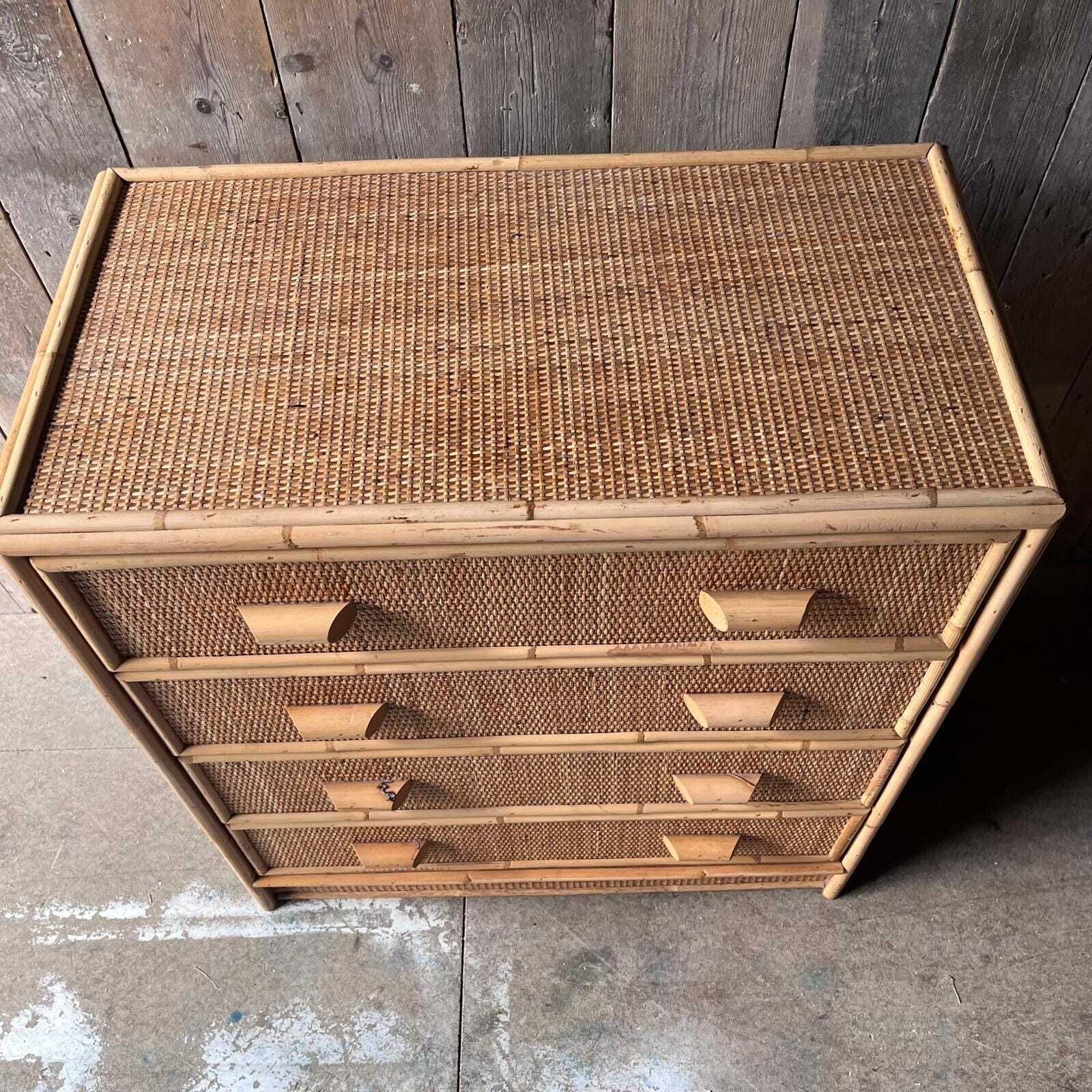 Vintage Bamboo And Cane 4 Drawer Chest Of Drawers photo 895.0
