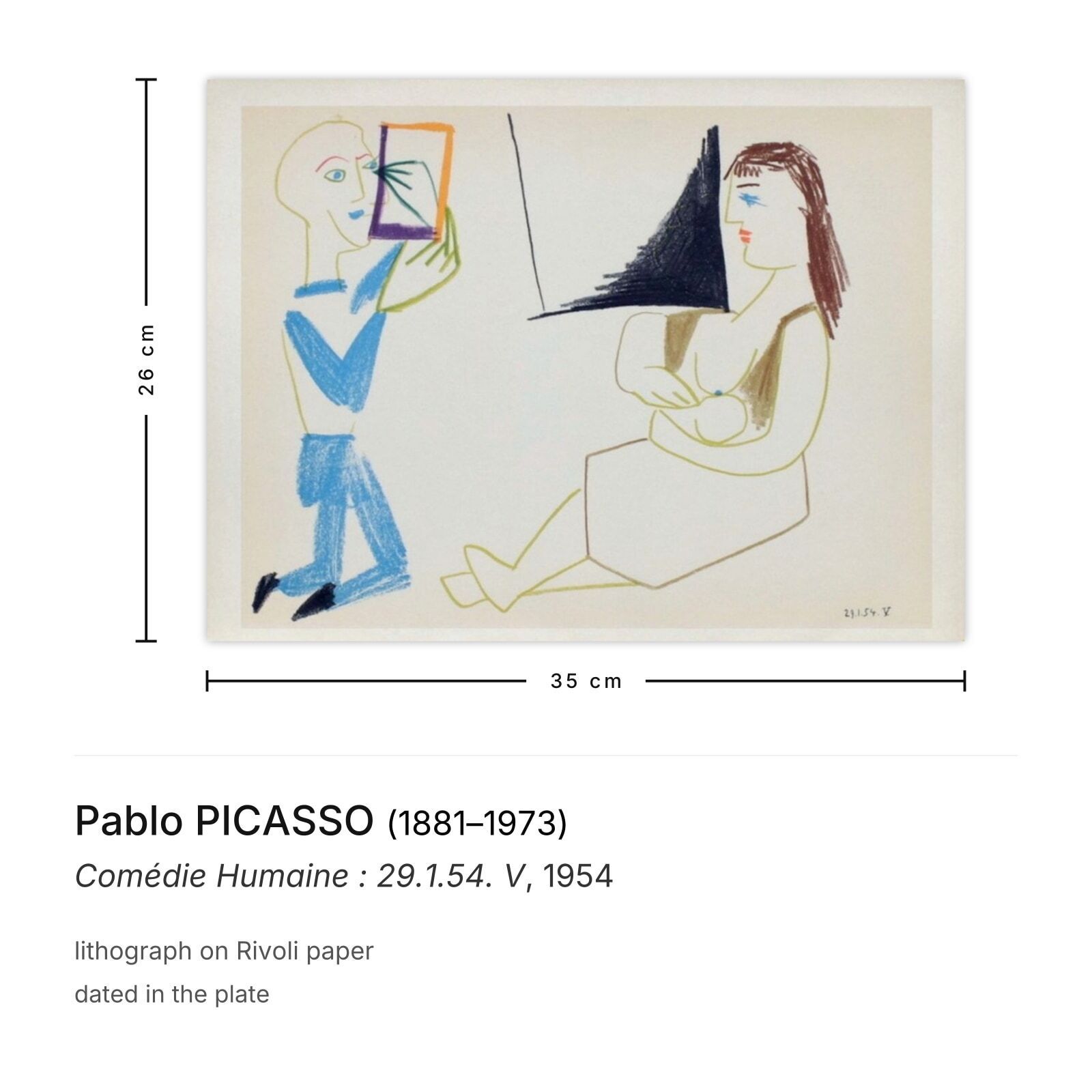 Pablo Picasso Lithograph Comédie Humaine : 29.1.54. V photo furniture