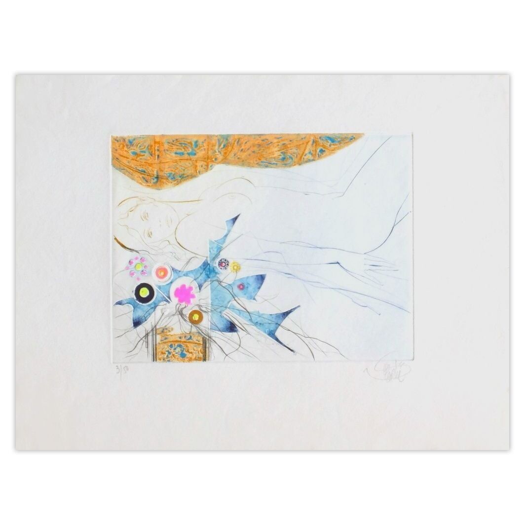 Jean Baptiste Valadié Gesigneerde Ets Fleur D'utopie 1990