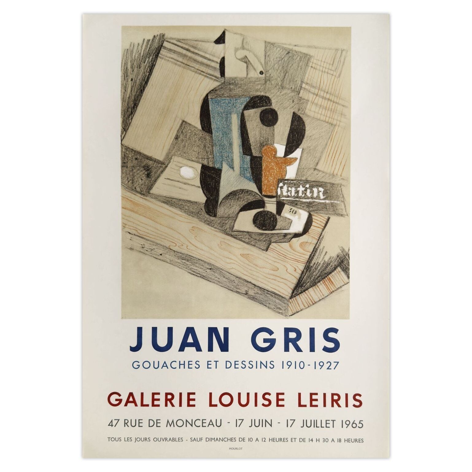 Juan Gris Poster Expo 65   Galerie Louise Leiris