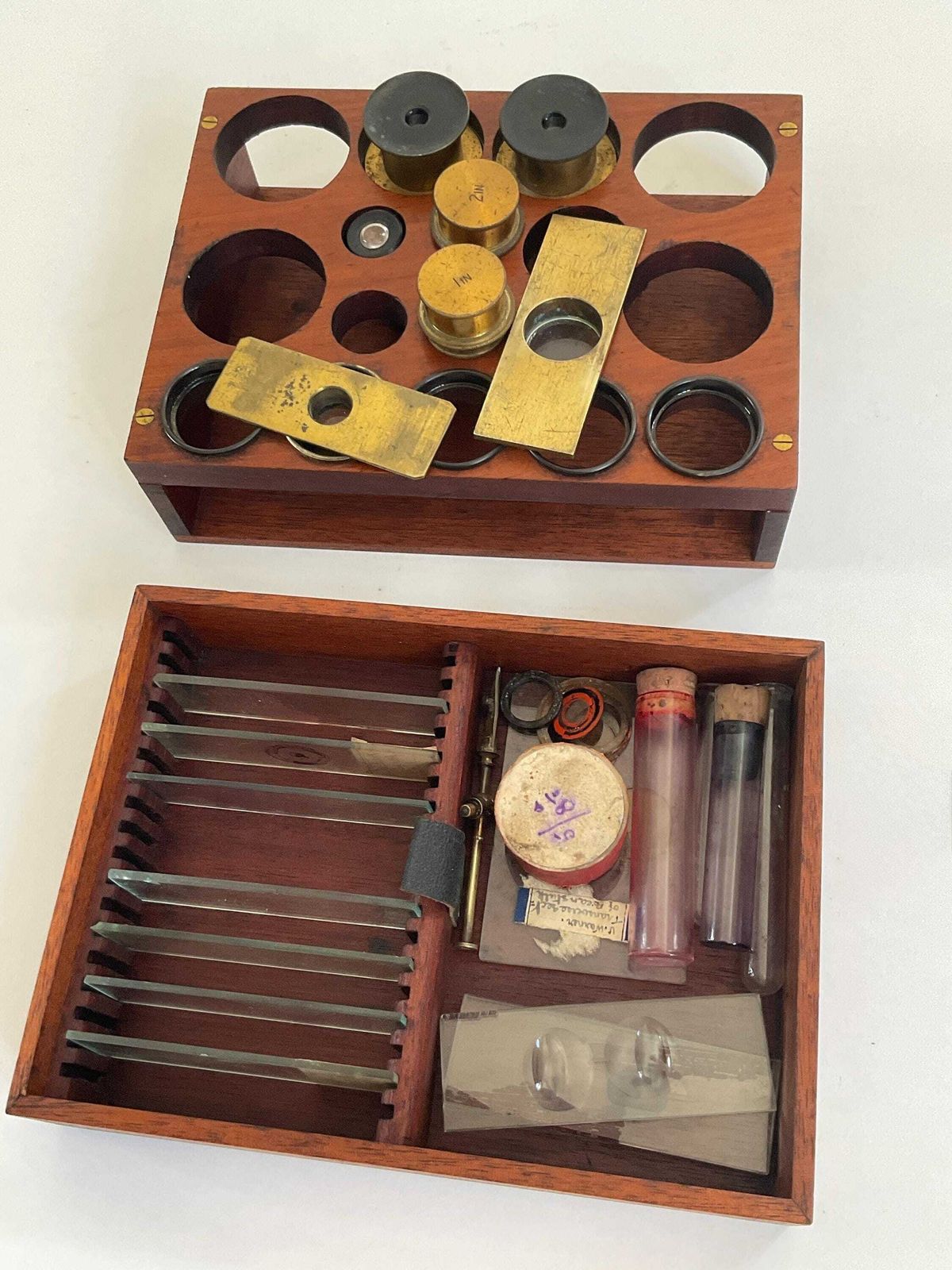 photo buy Antique Victorian Brass Binocular Microscope By R J Beck, London & Philadelphia C. 1876.
