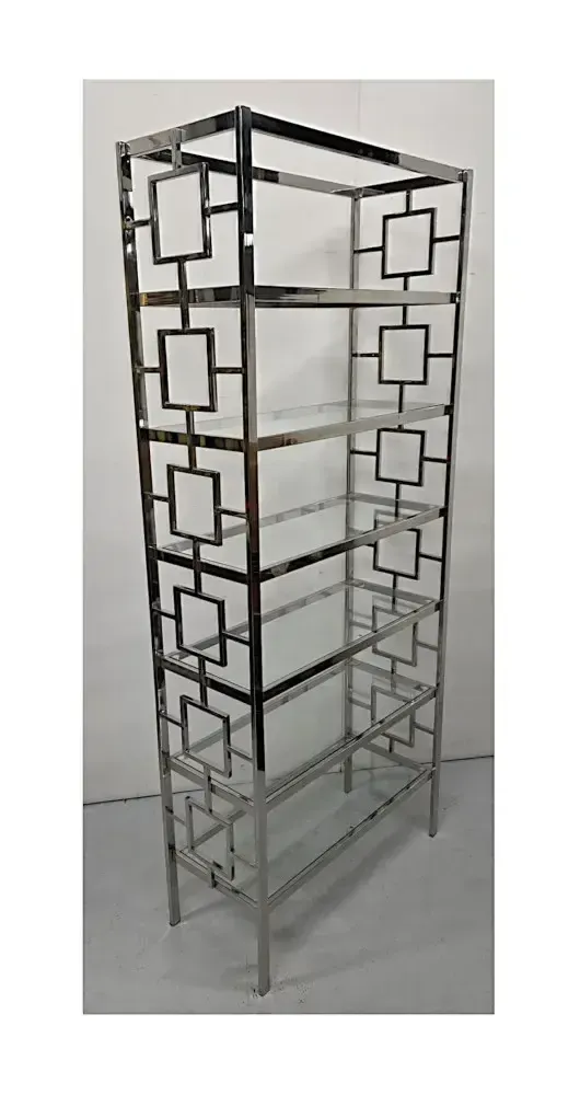 Art Deco Stijl Boekenkast of Displaystandaard van Chroom en Glas photo for sale