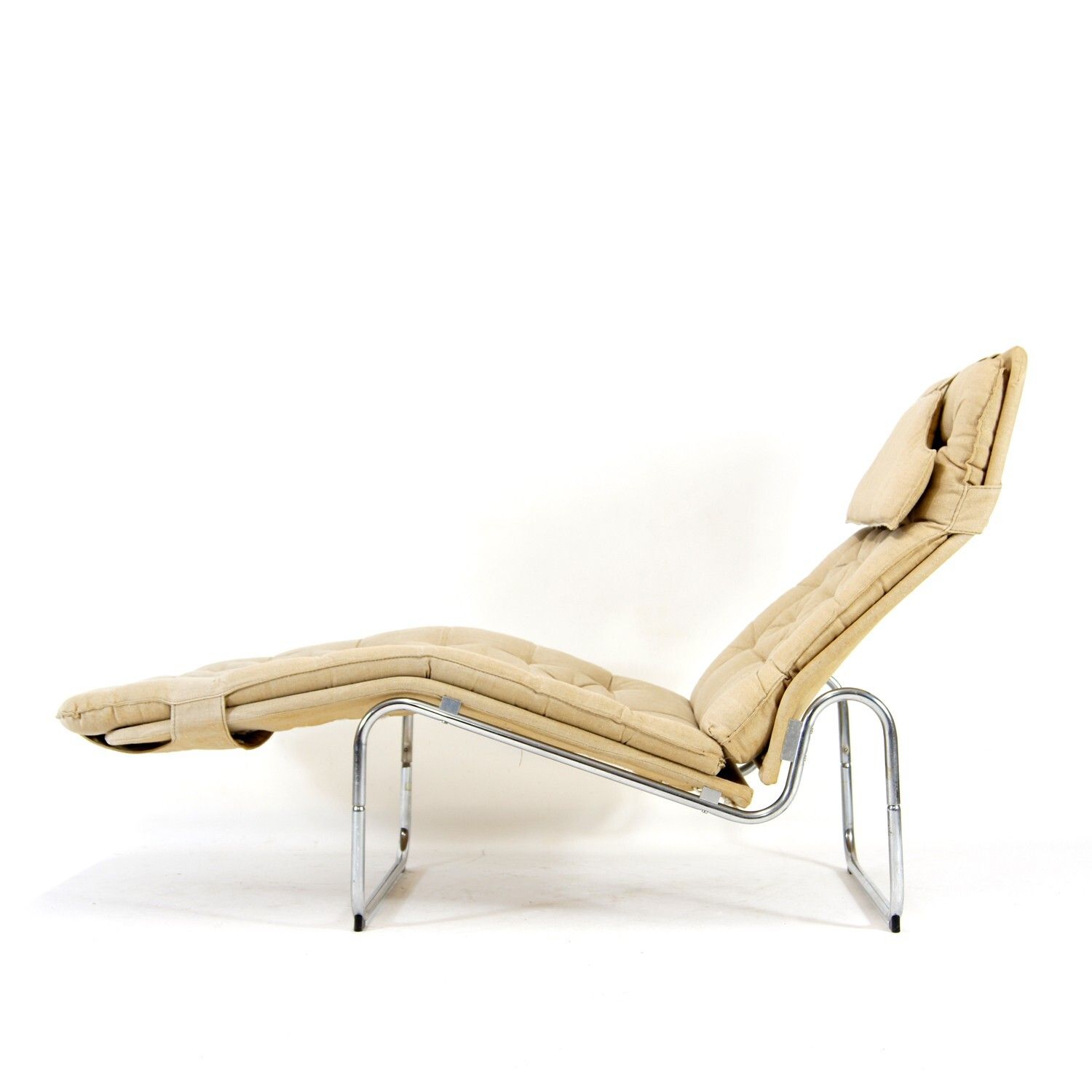 Retro Vintage Christer Blomquist Ikea Chrome Chaise Lounge Chair Recliner 1970s