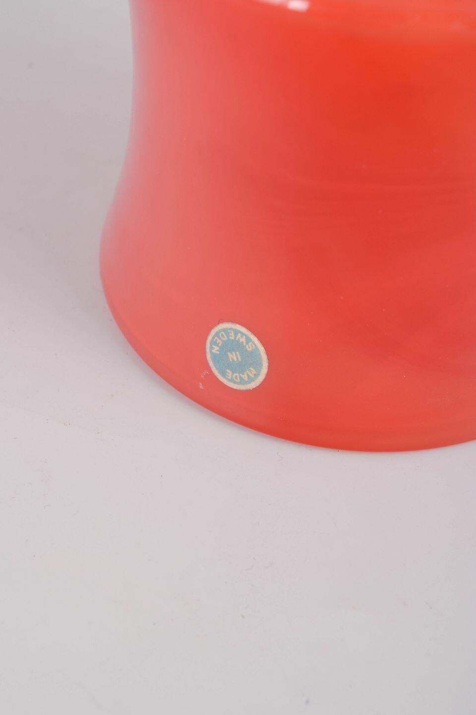 Swedish Art Glass. Mouth Blown Vase In Vivid Orange Glass, 1970s photo Home Decor