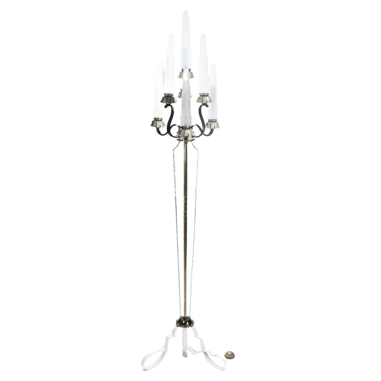 Lampadaire Ernest Sabino en bronze et cristal de Sèvres, années 1930